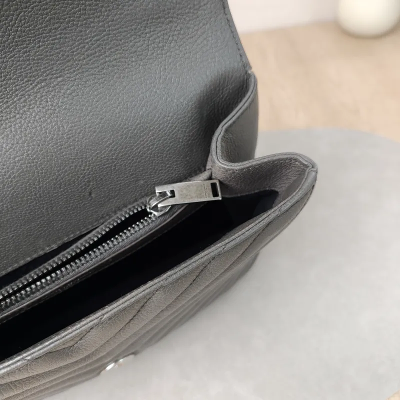 SAINT LAURENT Shoulder Bag COLLEGE Grey Calfskin24 × 6.5 × 17 cm — detail view 8 of 16