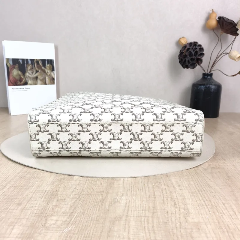 CELINE Crossbody Bag CABAS White Monogram PVC Medium 31.5 × 5 × 35 cm — cover view 3 of 5