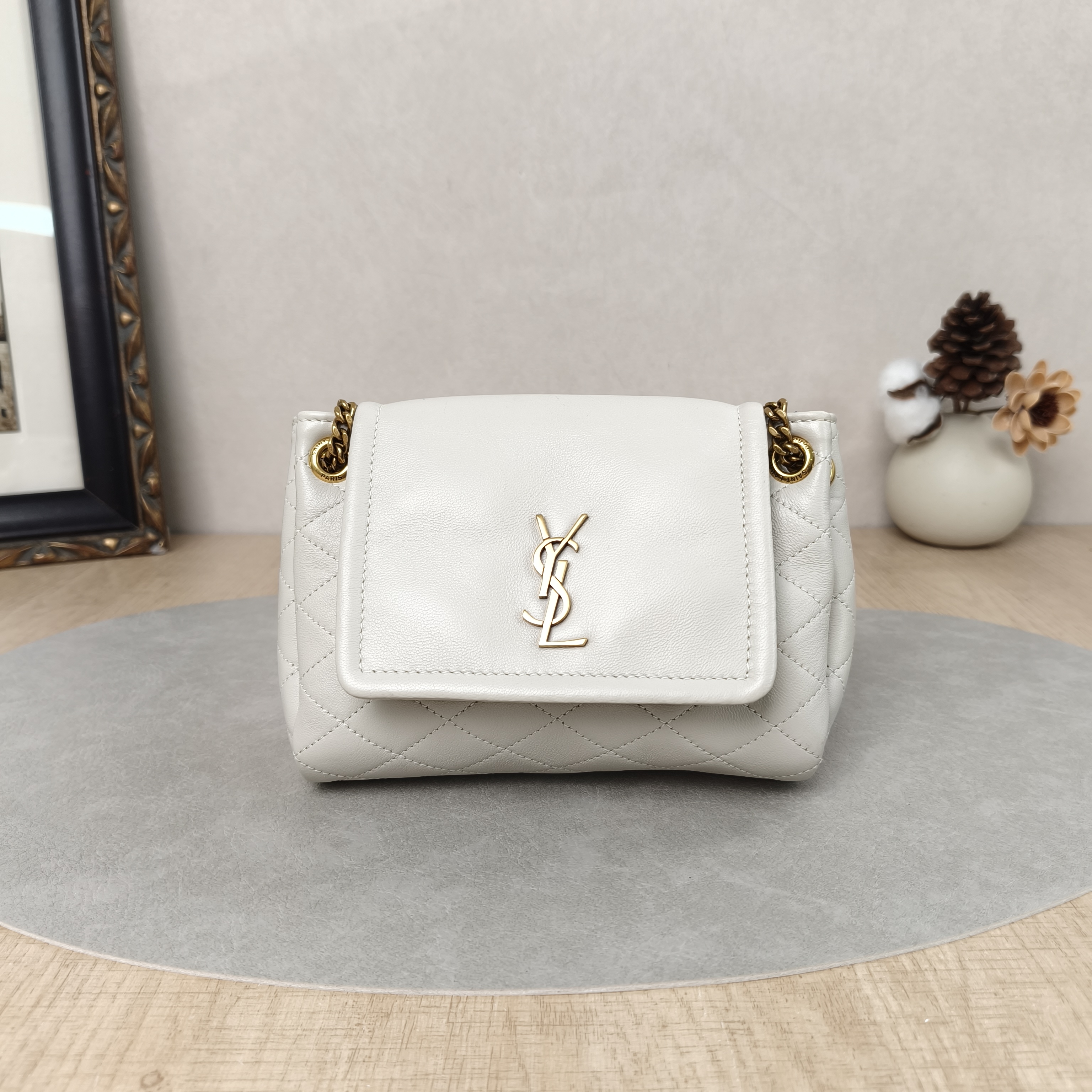 SAINT LAURENT Crossbody Bag NOLITA White SL ambskinmini18 × 6 × 13 cm