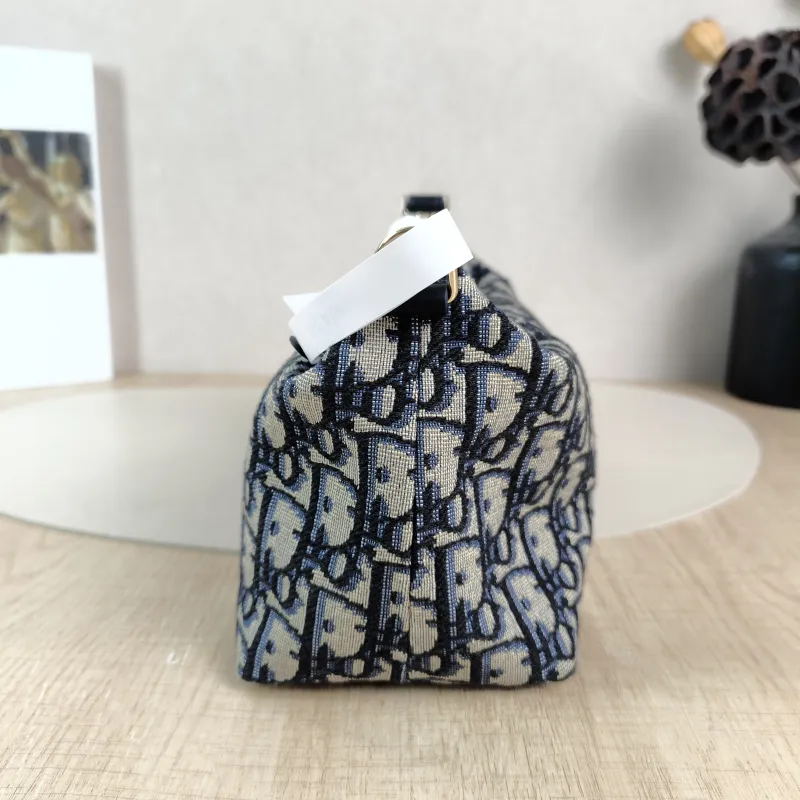 DIOR Top Handle Bag Travel Nomad Blue Canvas Medium 22 × 9.5 × 13 cm — detail view 4 of 11