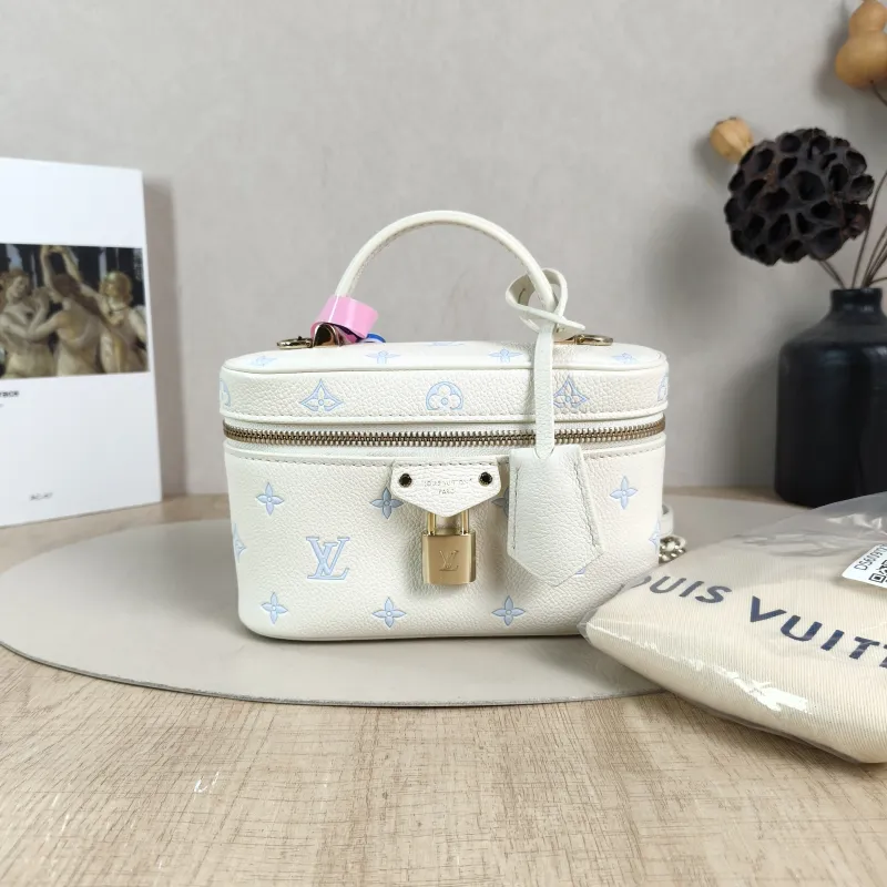 Louis Vuitton Shoulder Bag VANITY POUCH Cosmetic Bag White · Blue Calfskin One Size 19 × 6.5 × 11.5 cm — cover view 4 of 6