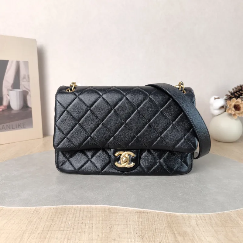 Chanel Shoulder Bag Editioncf Black Lambskin One Size 24 × 7 × 14.5 cm