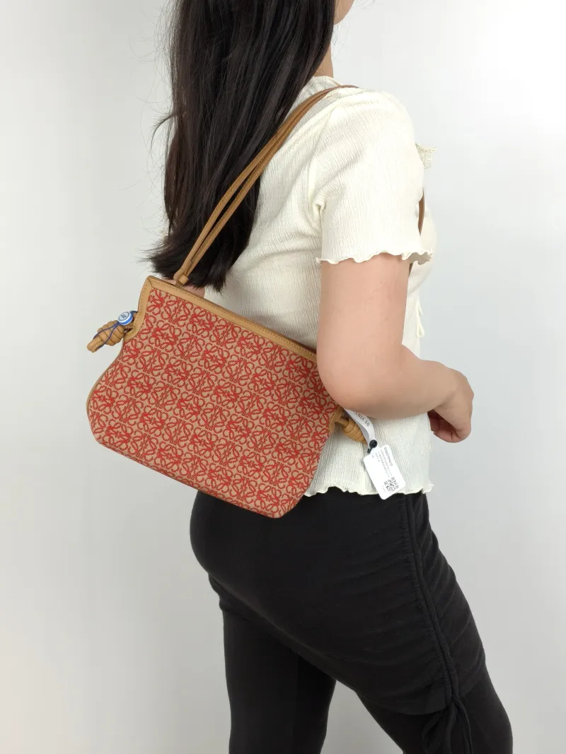 LOEWE Crossbody Bag Flamenco Red Monogram Canvas mini24 × 9 × 18 cm — on-model view 2 of 3