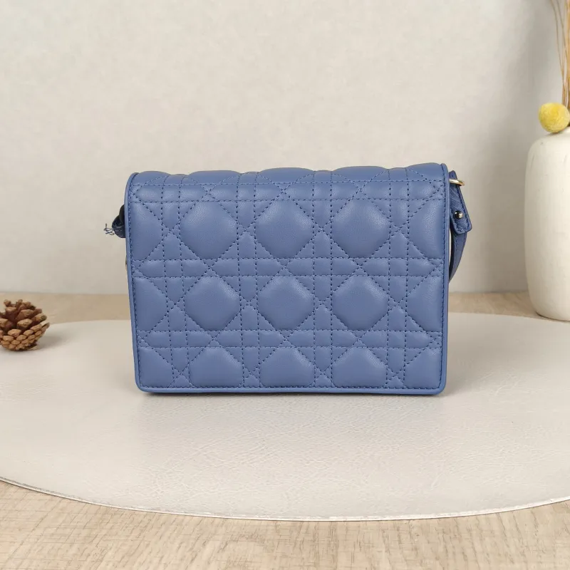 DIOR Shoulder Bag Shoulder Bag Blue Lambskin One Size18 × 3 × 13 cm