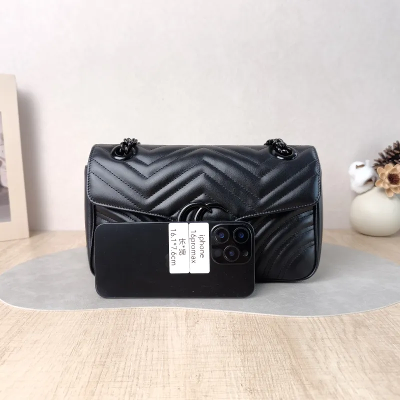 GUCCI Crossbody Bag GG Marmont Medium Marmont 26 So black Black Calfskin Medium 26 × 7 × 15 cm — cover view 3 of 6