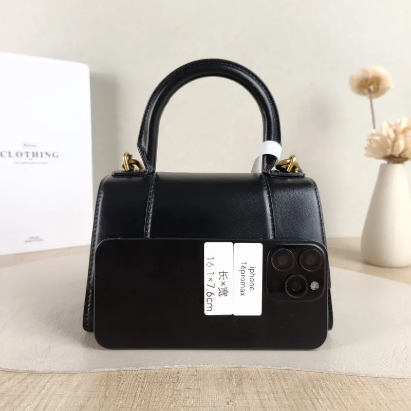 BALENCIAGA Crossbody Bag Hourglass Hourglass Bag Black Calfskin XS 19 × 8 × 13 cm — cover view 5 of 5