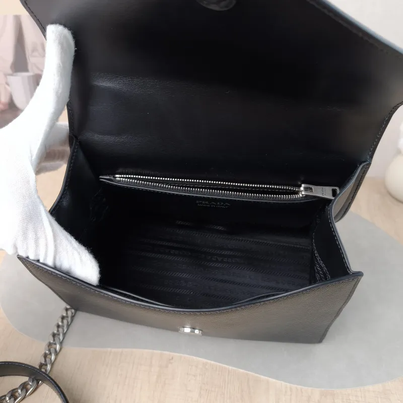 PRADA Shoulder Bag Shoulder Bag Black Calfskin One Size 24 × 12 × 17 cm — detail view 2 of 16