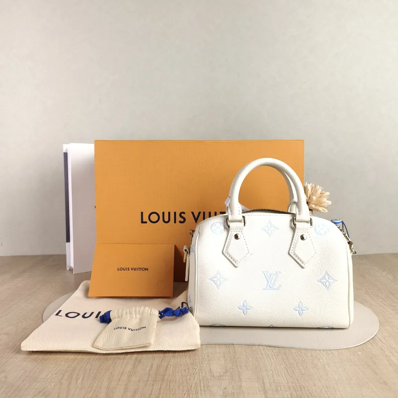 Louis Vuitton Crossbody Bag Speedy20 White · Blue Calfskin One Size 20.5 × 12 × 13.5 cm — cover view 5 of 6