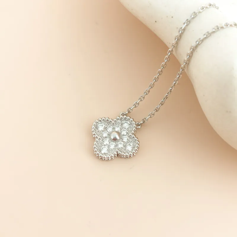 Van Cleef & Arpels Necklace Alhambra White Gold 18KW hite Gold Diamond 40cm — cover view 3 of 7