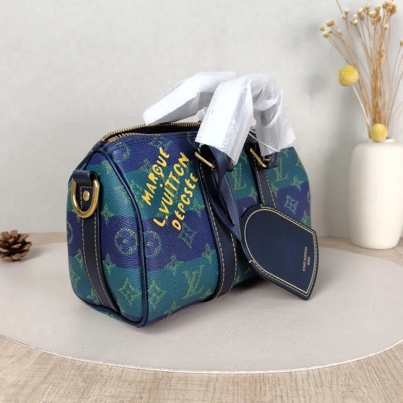 Louis Vuitton Crossbody Bag Keepall 25 Green Blue Monogram PVC Medium 25 × 11 × 15 cm — cover view 2 of 5