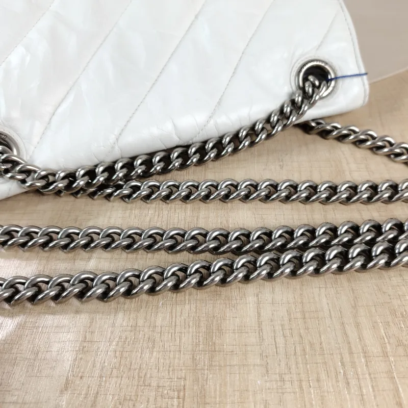 BALENCIAGA Shoulder Bag CRUSH Chain Bag White Calfskin Medium 32 × 10 × 20 cm — detail view 8 of 11