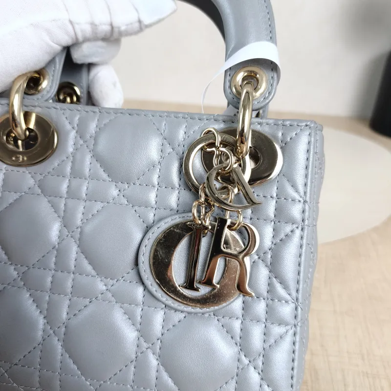 DIOR Crossbody Bag Lady Lady Dior Bag Grey Lambskinmini17 × 7 × 15 cm — detail view 8 of 12