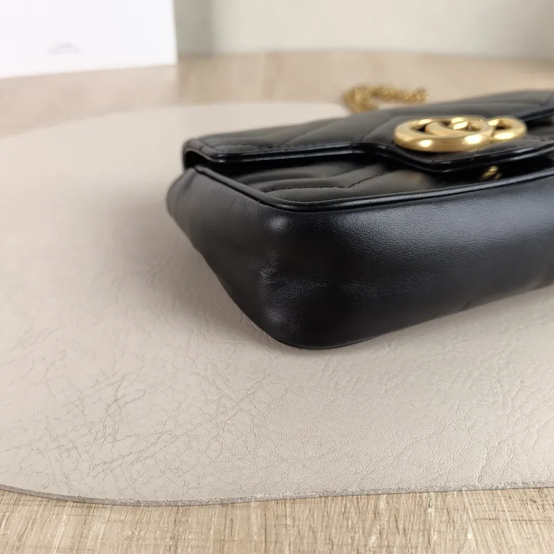 GUCCI Crossbody Bag GG Marmont Mini Marmont Mini Black Calfskin Mini 16.5 × 4.5 × 9.5 cm — detail view 7 of 11