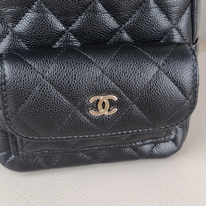 Chanel Crossbody Bag Mini Backpack Crossbody Bag Black Grained Calfskin One Size 13 × 9 × 18 cm — detail view 10 of 12