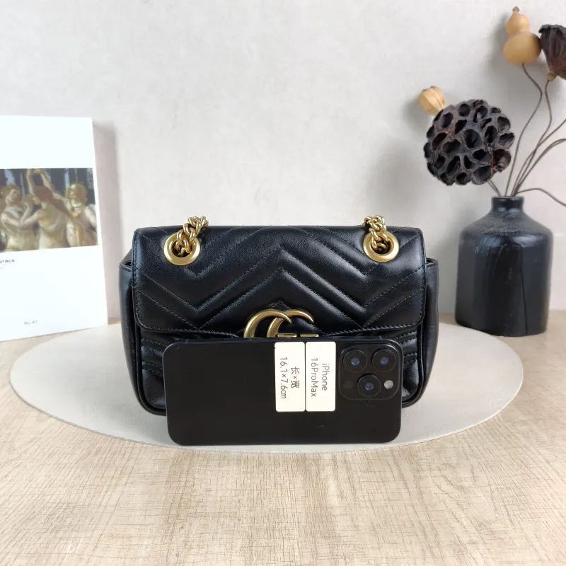 GUCCI Crossbody Bag GG Marmont Small Marmont 22 Black CC alfskin Small 22 × 6 × 13 cm — cover view 4 of 6