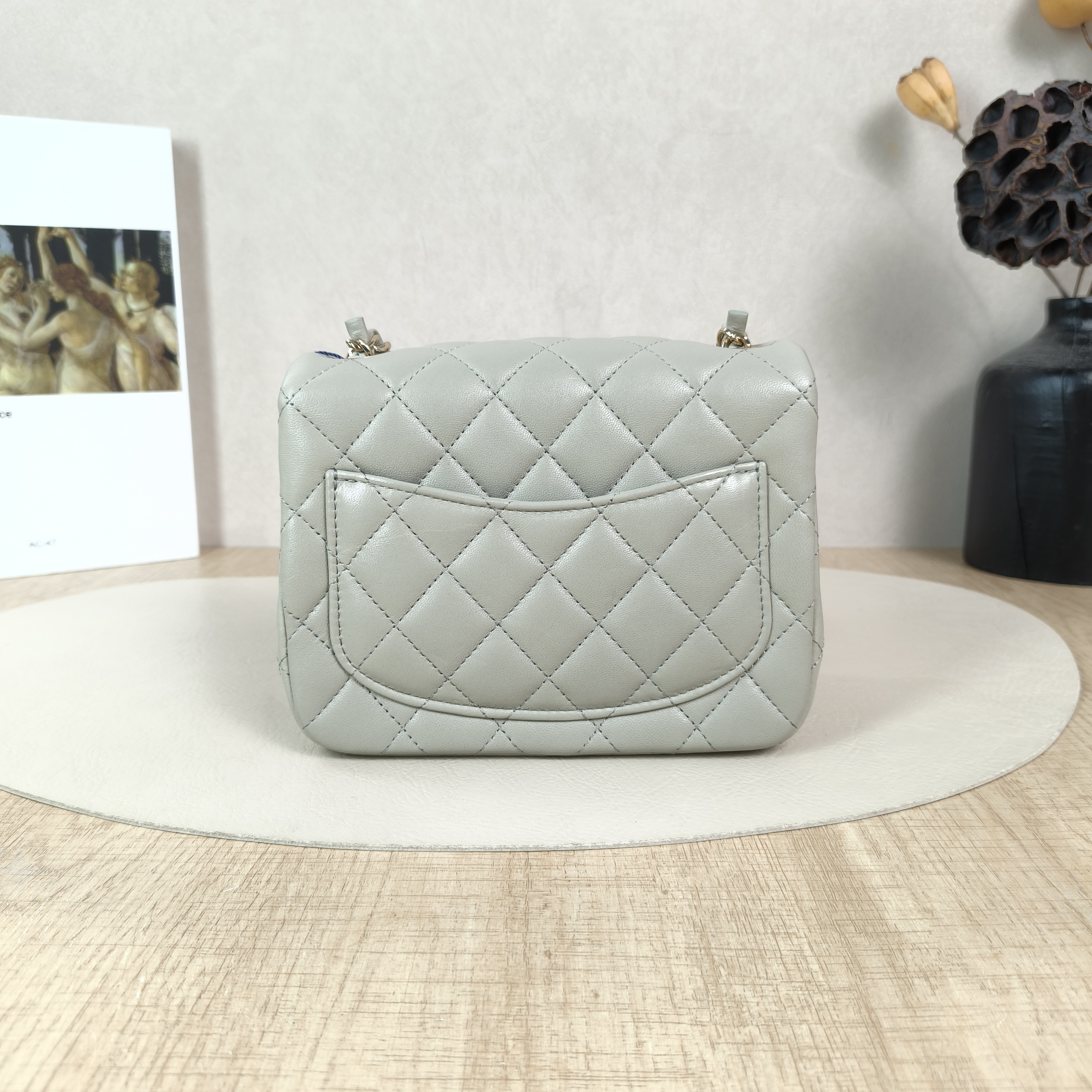 Chanel Crossbody Bag Classic Flap Mini CF Mini Grey Lambskin One Size17 × 8 × 13.5 cm — cover view 5 of 5