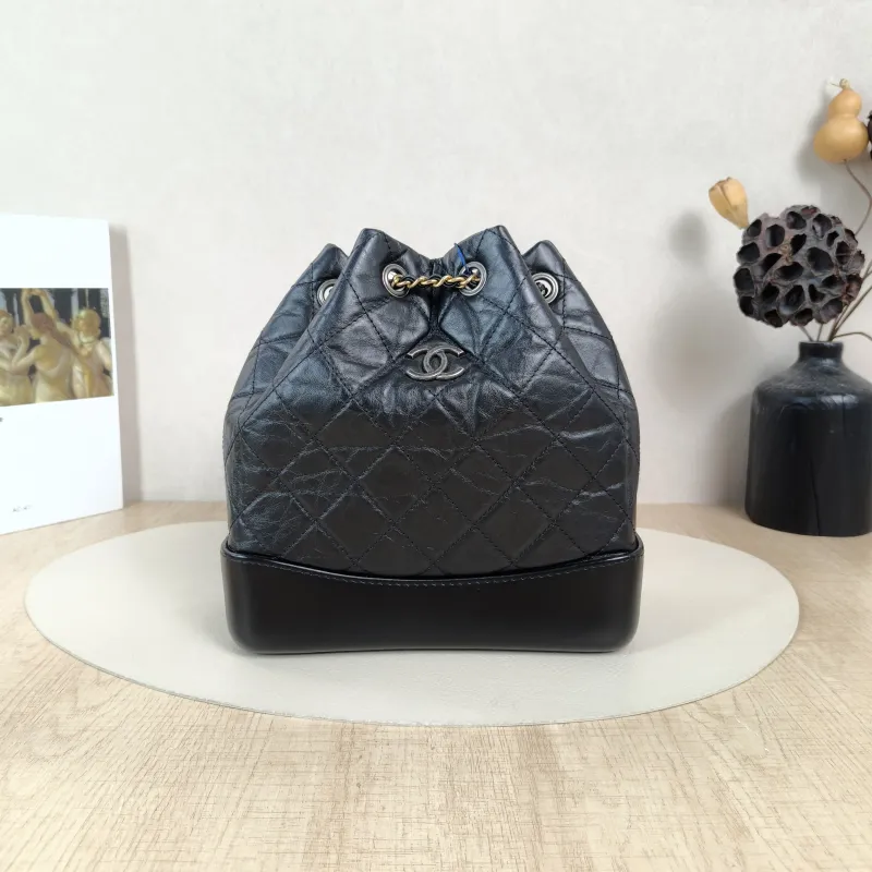 Chanel Backpack Gabrielle Backpack Black CC alfskin Small22.5 × 10.5 × 23 cm