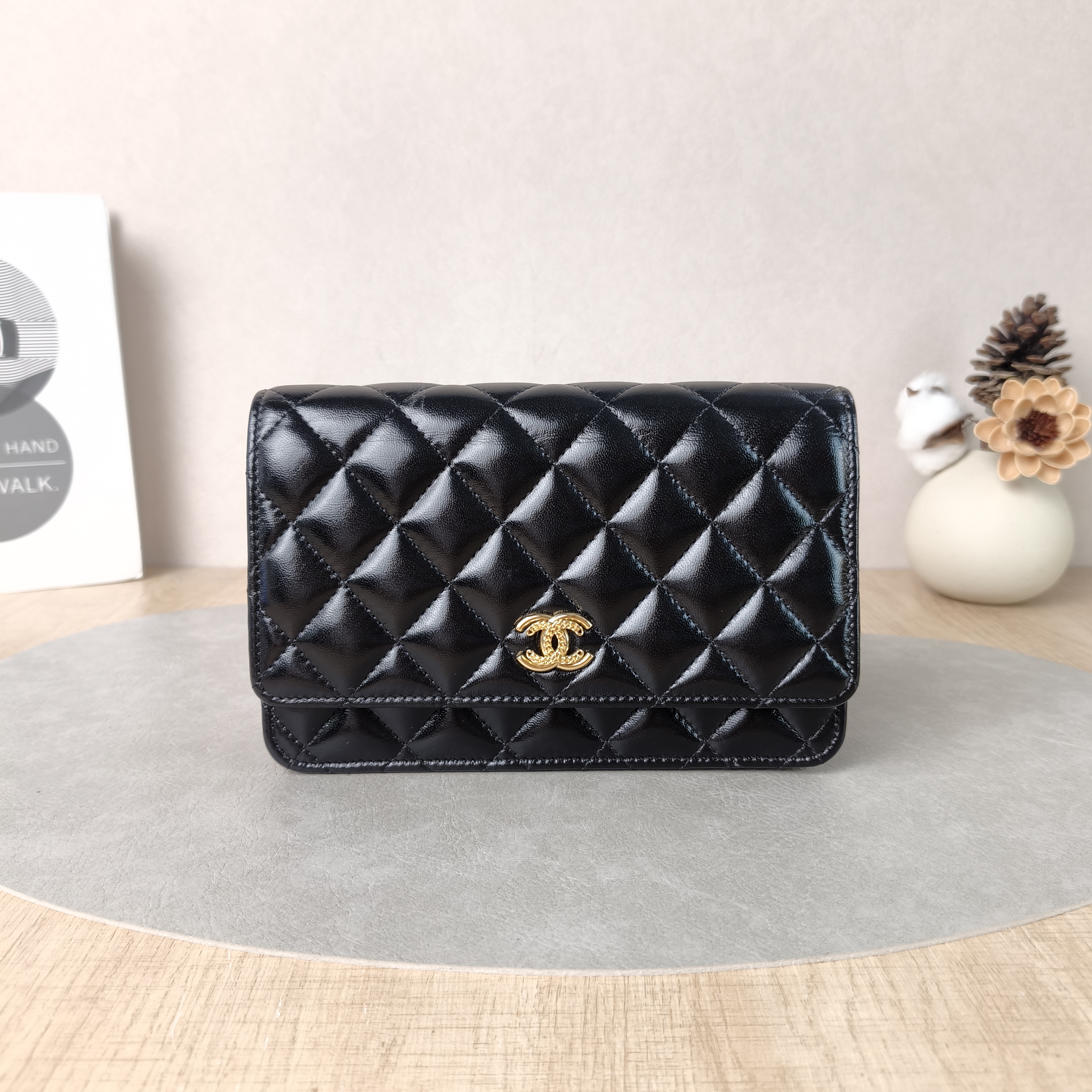 Chanel Crossbody Bag Edition cf woc Black Waxed Leather One Size19.2 × 3.5 × 12.3 cm
