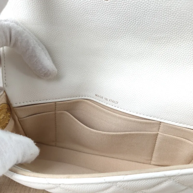 Chanel Crossbody Bag Crossbody Bag White Gold Grained Calfskin One Size 17 × 3 × 9.5 cm — detail view 8 of 11