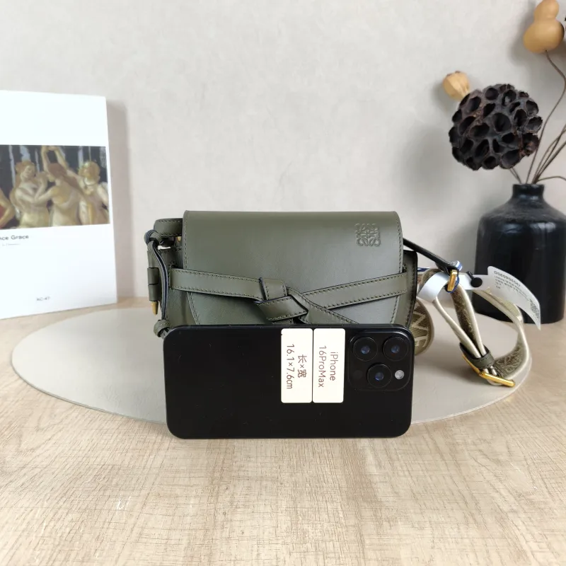 LOEWE Crossbody Bag Gate Green Calfskin Mini 15 × 8 × 12.5 cm — cover view 4 of 5