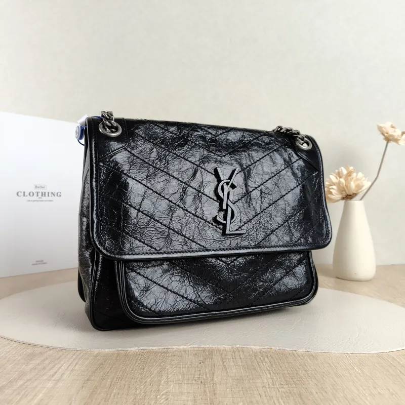 SAINT LAURENT Crossbody Bag Niki D Waxed Leather Calfskin Medium 28 × 8.5 × 20 cm — cover view 5 of 5