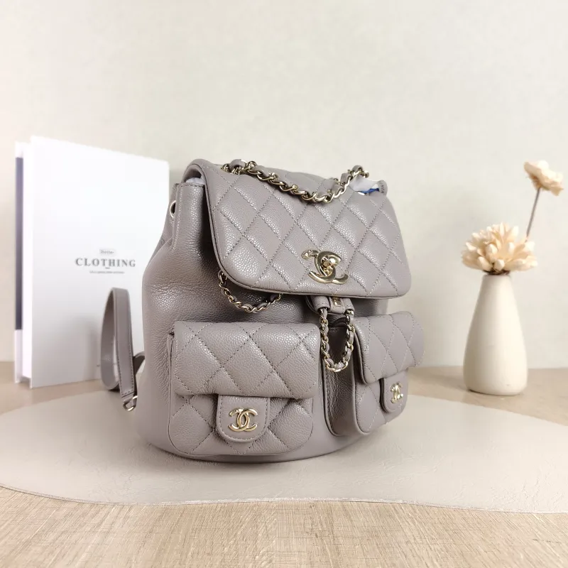 Chanel Backpack Duma Grey Grained Calfskin Medium 20.5 × 11.5 × 20 cm — cover view 3 of 5