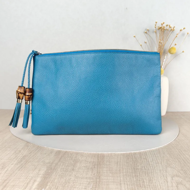 GUCCI Clutch Clutch Blue Calfskin One Size34*21 — cover view 3 of 5