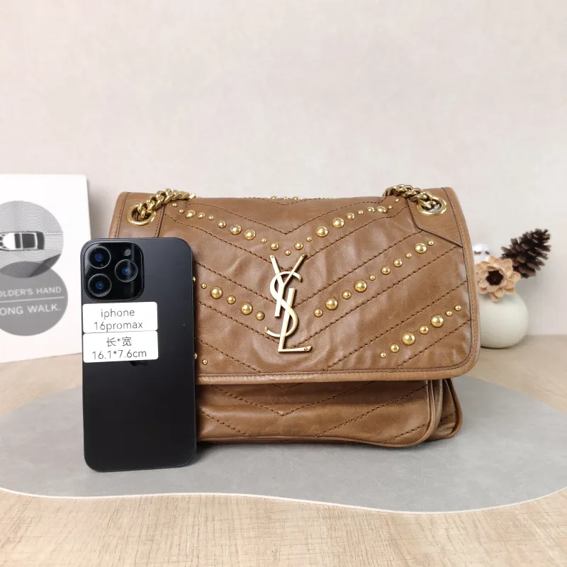 SAINT LAURENT Crossbody Bag Niki Caramel Medium 28 × 8.5 × 20 cm — cover view 4 of 5