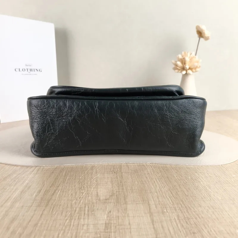 SAINT LAURENT Crossbody Bag Niki D Green Waxed Leather Medium 28 × 8.5 × 20 cm — cover view 3 of 5