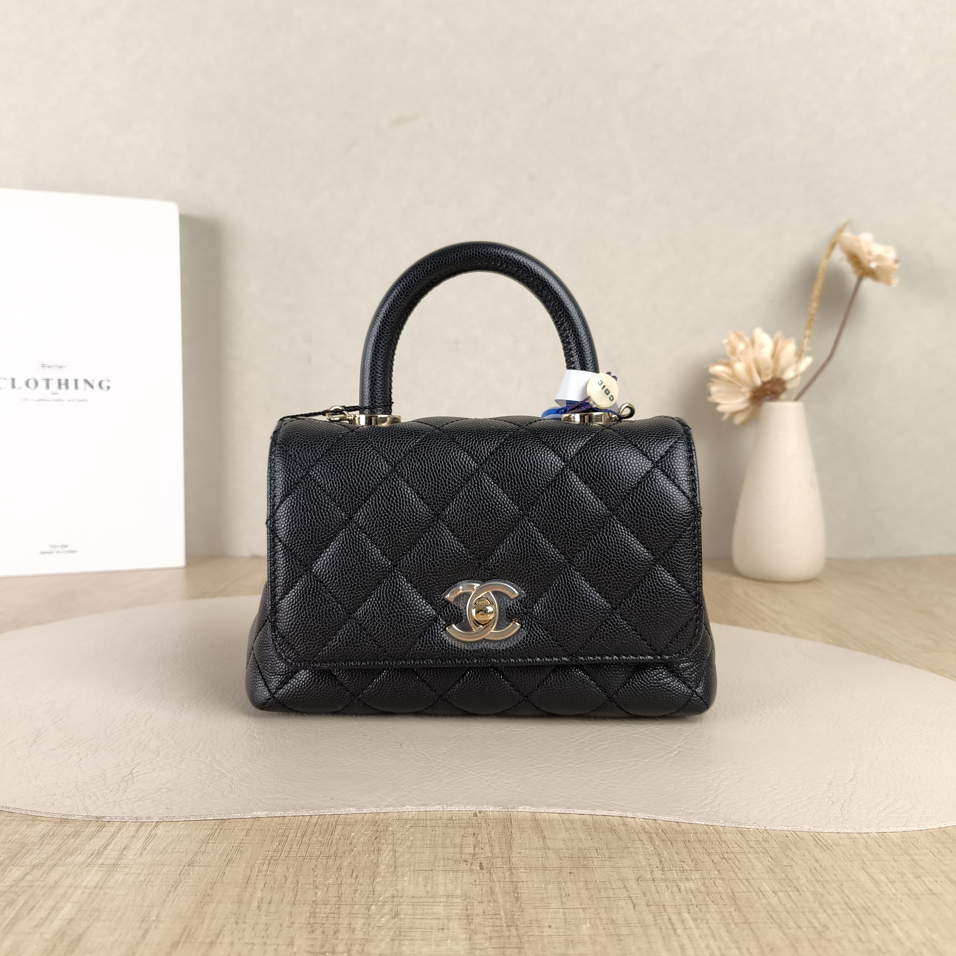 Chanel Top Handle Bag Coco Handle​Black Grained Calfskinmini19 × 9 × 13 cm