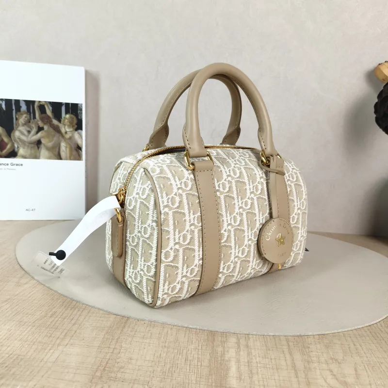 DIOR Shoulder Bag Groove 20 Top Handle Bag Beige Canvas Small 20.5 × 12 × 13.5 cm — cover view 3 of 6