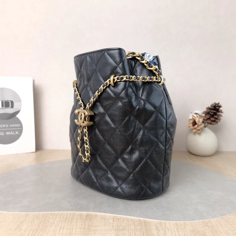 Chanel Shoulder Bag Bucket Bag Black Calfskin One Size 21 × 14 × 24 cm — cover view 3 of 5