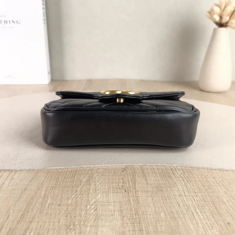 GUCCI Crossbody Bag GG Marmont Mini Marmont Mini Black Calfskin Mini 16.5 × 4.5 × 9.5 cm — cover view 3 of 5