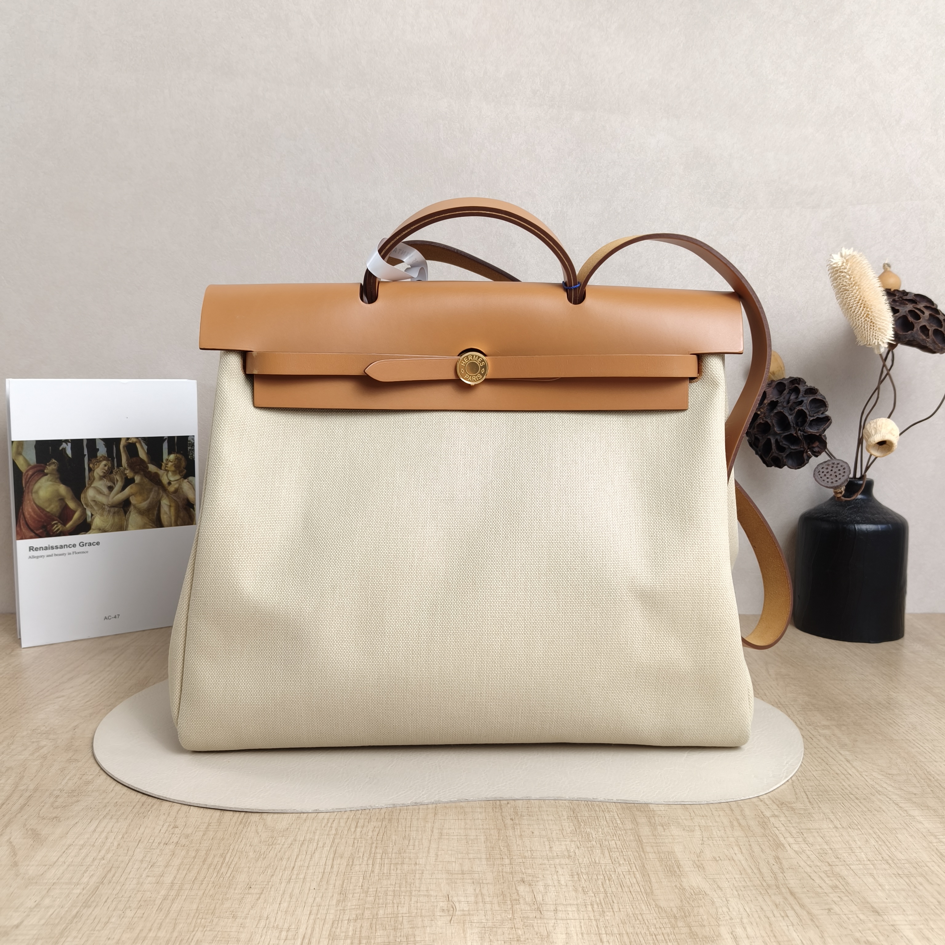 Hermès Shoulder Bag Herbag 39 Calfskin，Canvas39 × 14 × 32 cm