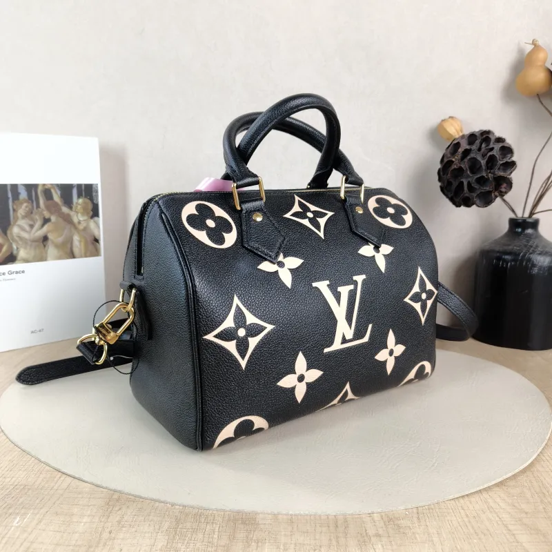 Louis Vuitton Crossbody Bag Speedy25 Black · White Monogram Empreinte Embossed Calfskin Medium 25 × 15 × 19 cm — cover view 3 of 6