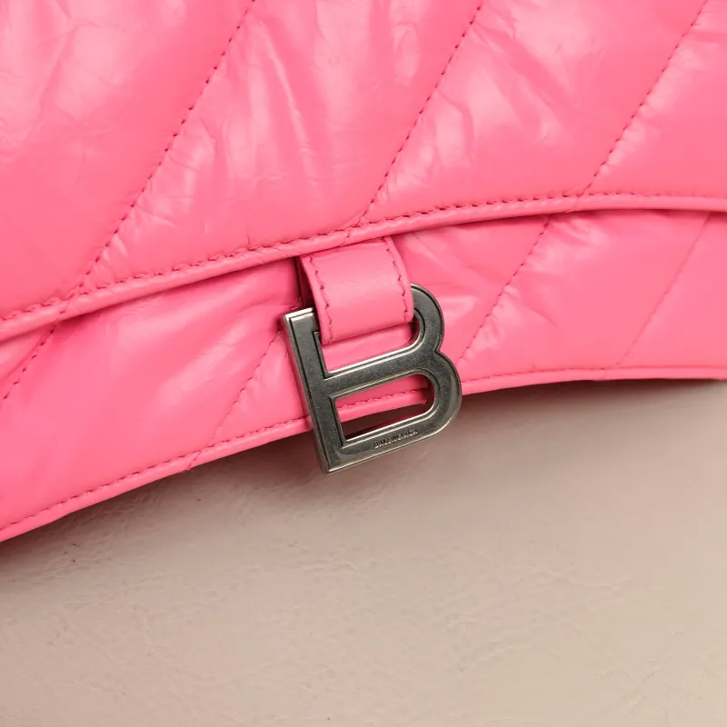 BALENCIAGA Shoulder Bag CRUSH Chain Bag Neon Pink Calfskin Small25 × 8 × 15 cm — detail view 9 of 14