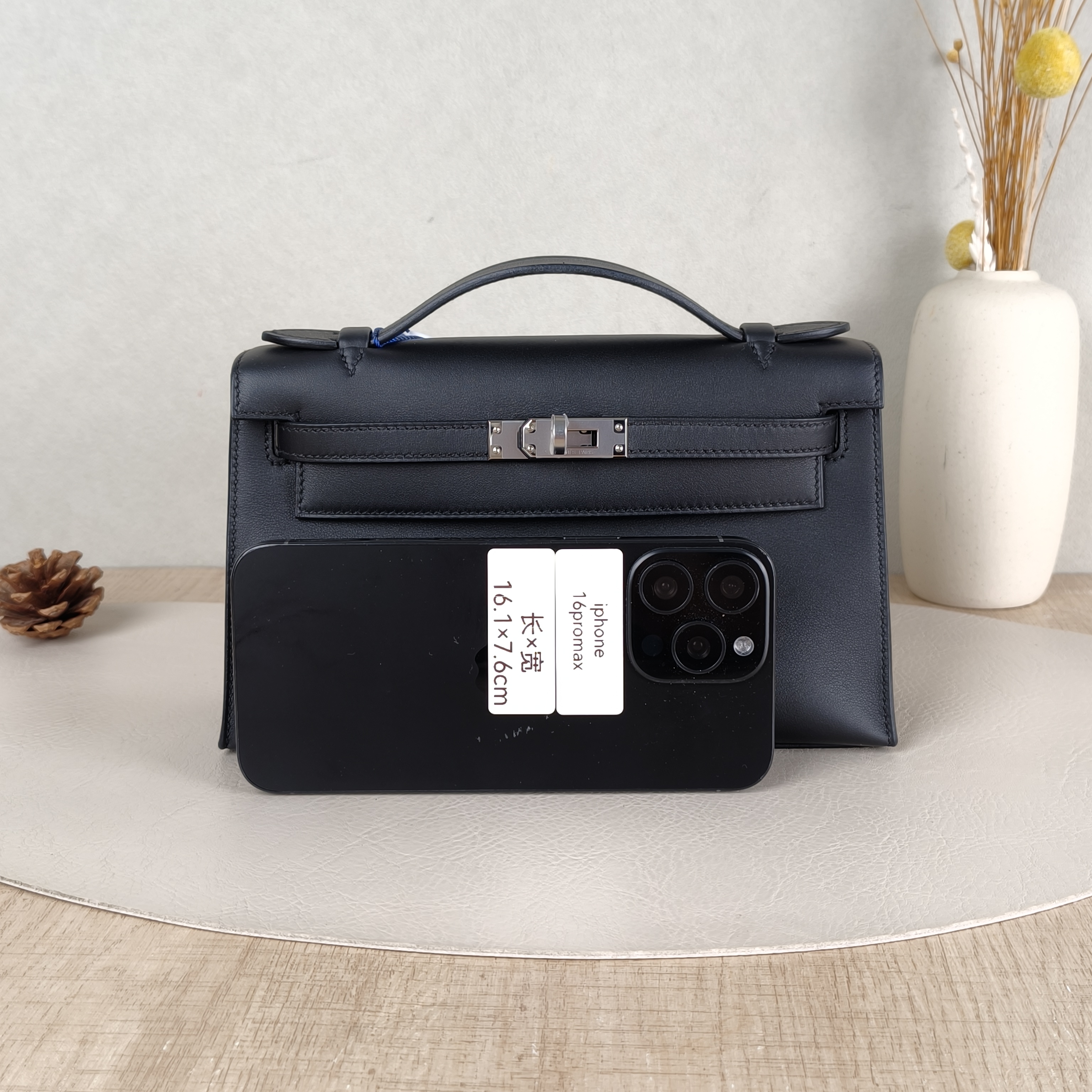 Hermès Top Handle Bagmini kelly Black Swift Calfskin One Size22 × 7 × 13 cm — cover view 6 of 6