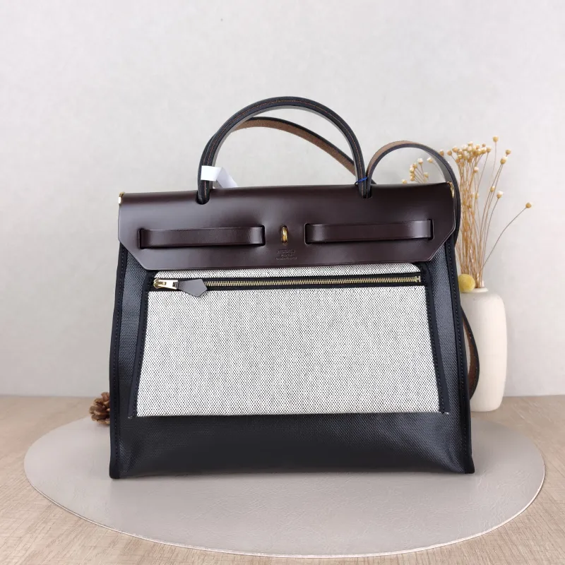 Hermès Crossbody Bag Herbag 31 Black Canvas Calfskin Medium 30.5 × 11 × 25.5 cm Z — cover view 5 of 5