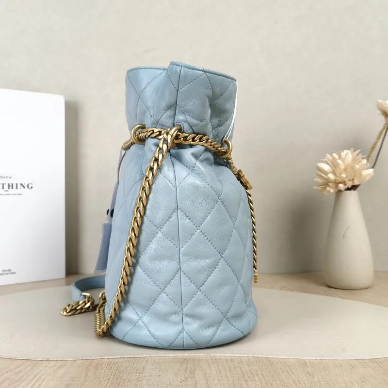 Chanel Crossbody Bag Bucket Bag Blue Calfskin One Size22 × 4 × 25 cm — detail view 13 of 13