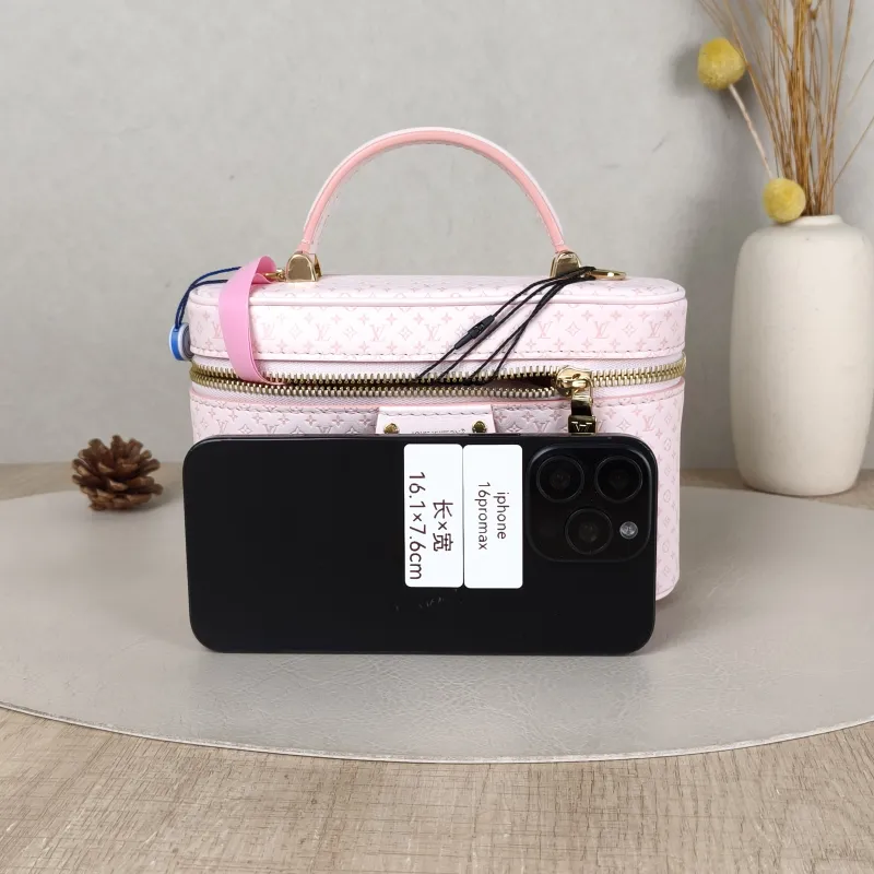 Louis Vuitton Shoulder Bag VANITY POUCH Cosmetic Bag Pink Calfskin One Size 19 × 6.5 × 11.5 cm — cover view 3 of 6