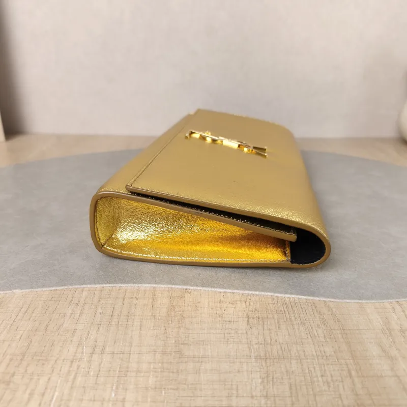 SAINT LAURENT Clutch Clutch Gold Calfskin 27 × 4 × 13 cm — detail view 12 of 12