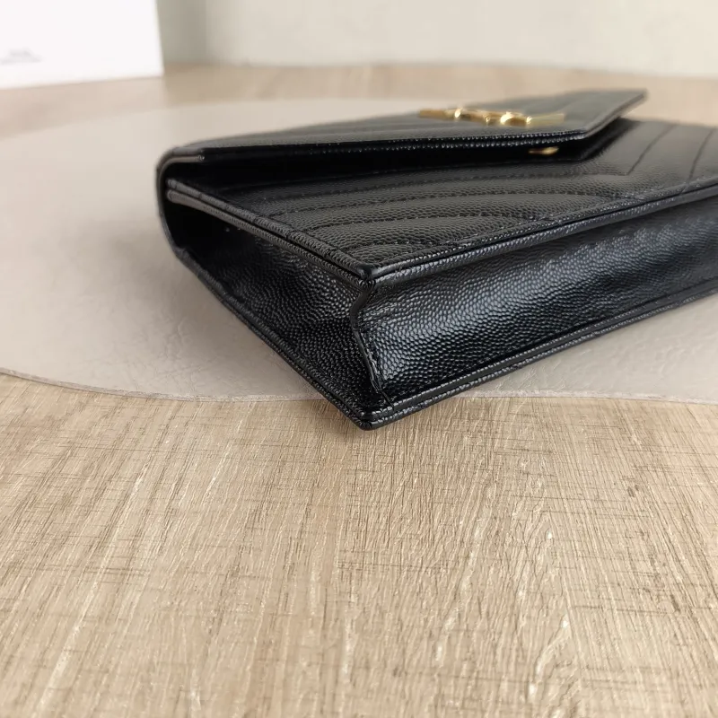 SAINT LAURENT Crossbody Bag CASSANDRE ENVELOPE Black Calfskin One Size 19 × 3.5 × 12.5 cm — detail view 7 of 12