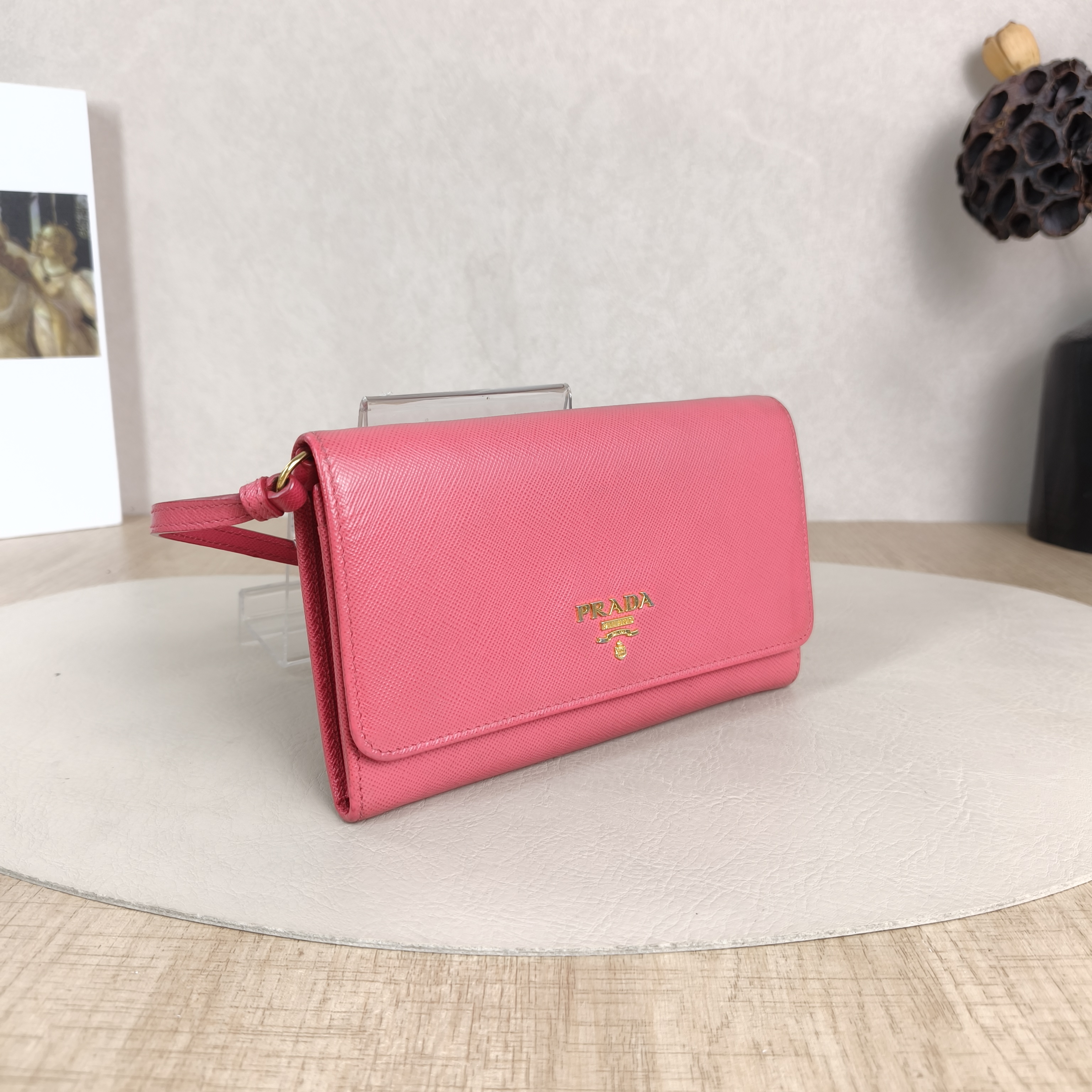 PRADA Crossbody Bag Crossbody Bag Clutch Pink Calfskin One Size17 × 2 × 10.5 cm — cover view 5 of 5