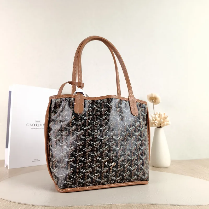 GOYARD Top Handle Bag ANJOU Shopping Tote Brown Calfskin Mini 19.5 × 9 × 19.5 cm — cover view 4 of 5