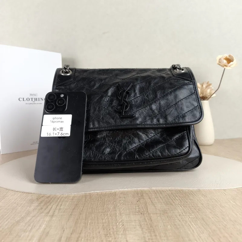 SAINT LAURENT Crossbody Bag Niki D Waxed Leather Calfskin Medium28 × 8.5 × 20 cm — cover view 2 of 5