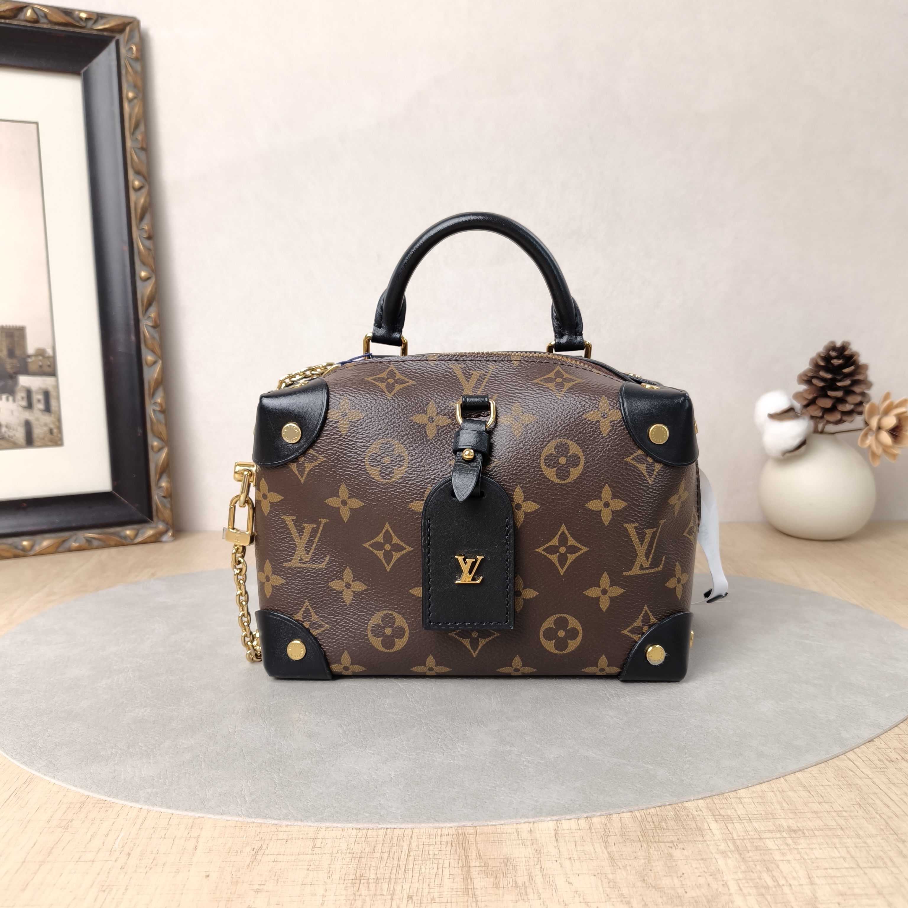 Louis Vuitton Crossbody Bag Petite Malle Souple Box Black PVC One Size20 × 7.5 × 14 cm