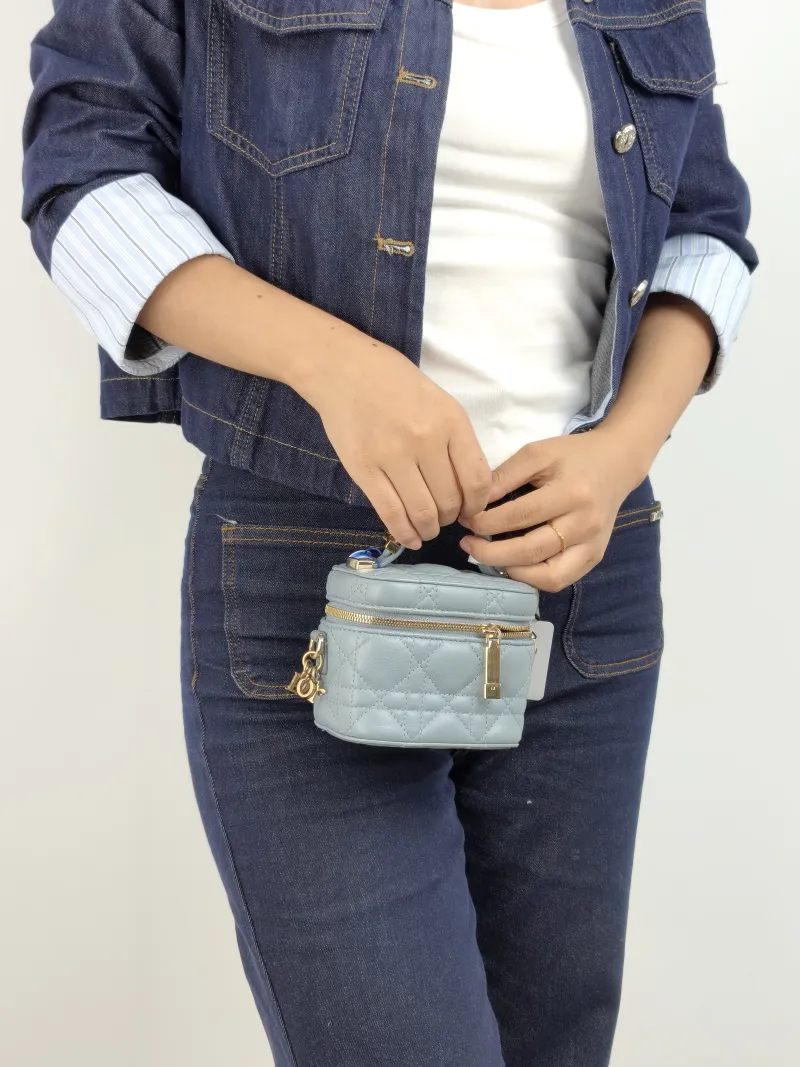 DIOR Crossbody Bag Lady Vanity Cosmetic Bag Lambskin Mini 11 × 7 × 10 cm — on-model view 2 of 2