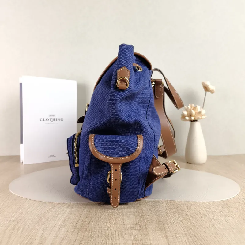Miumiu Backpack Backpack Blue Canvas Large 25 × 12.5 × 29.5 cm — detail view 1 of 11