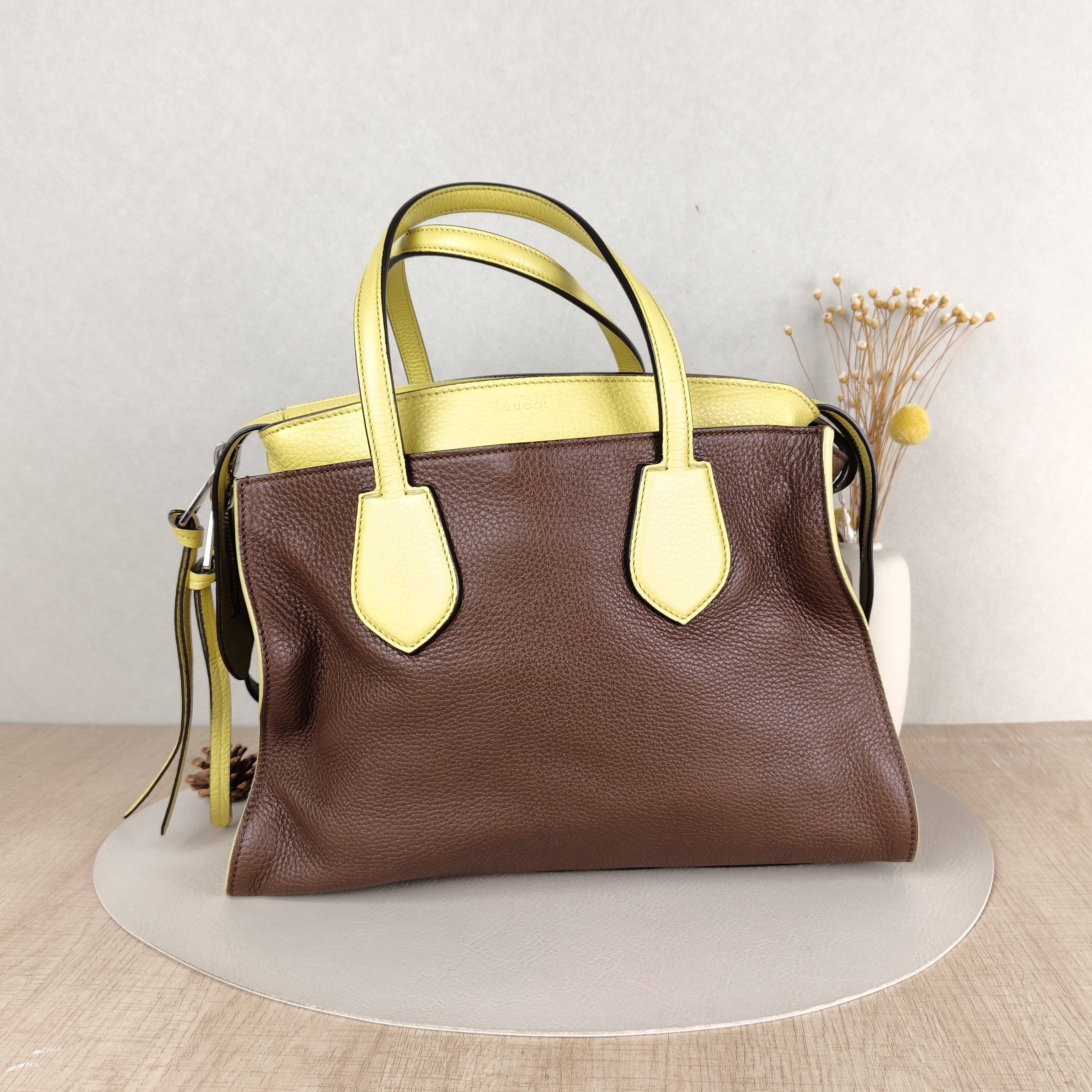 GUCCI Shoulder Bag Tote Bag Brown Yellow Calfskin One Size35 × 17 × 23 cm