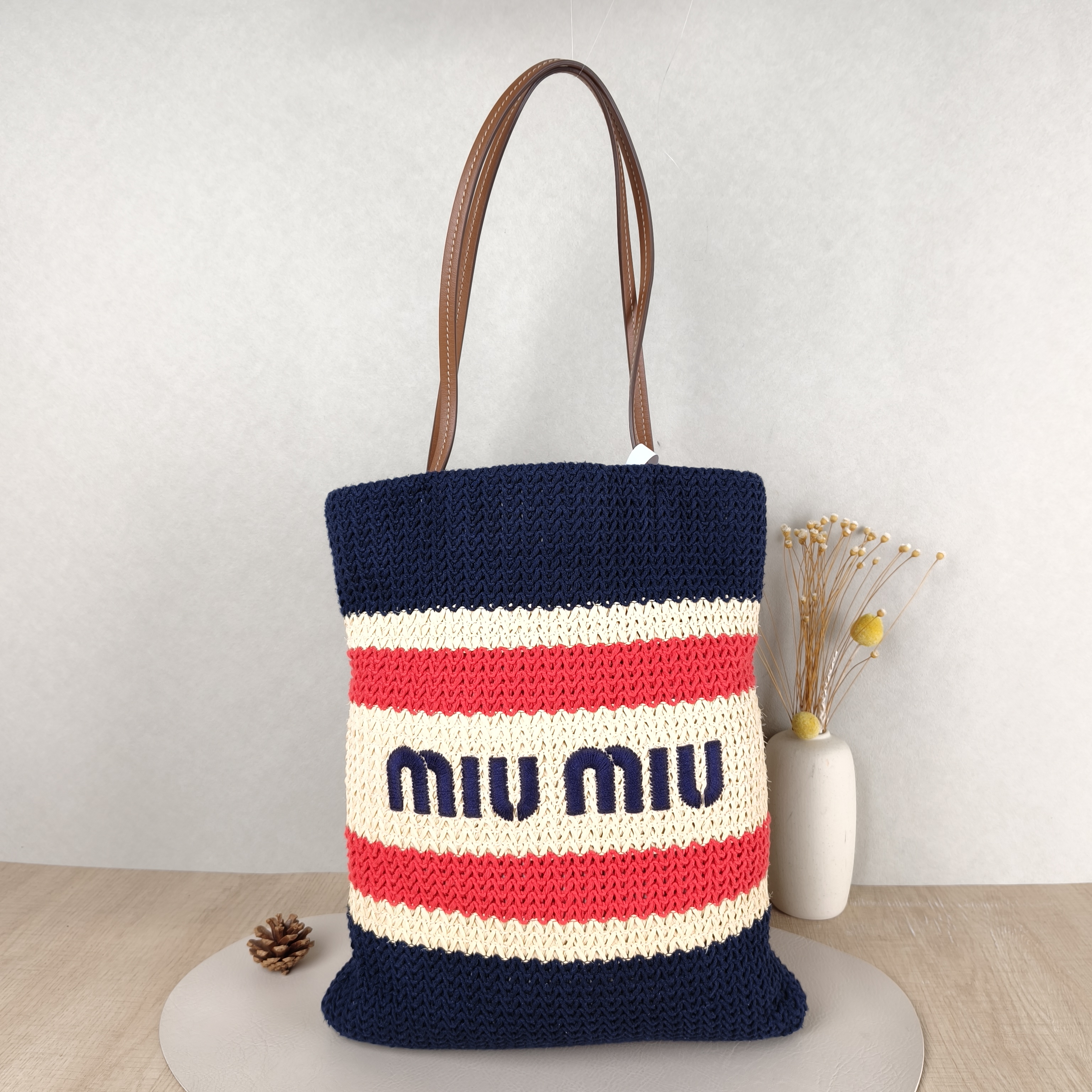 Miumiu Shoulder Bag Raffia Woven Woven One Size31 × 2 × 37 cm